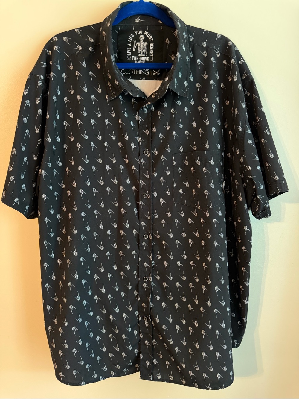 The Drive Clothing 3XL Skeleton Hands Button Up Shirt Goth Rockabilly Punk Black